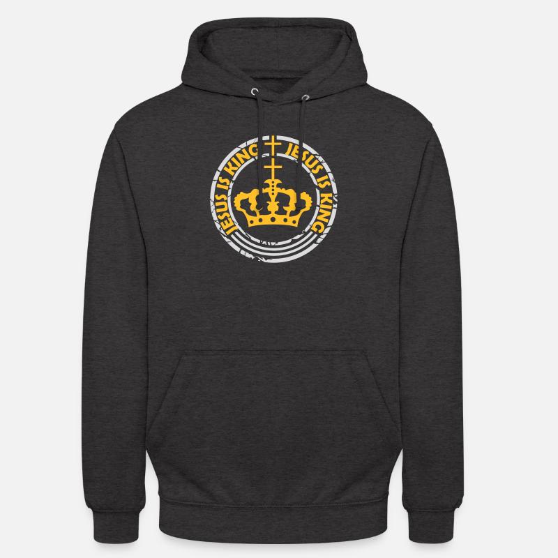 Jezus jest królem cytat - Bluza z kapturem typu unisex - antracytowy
