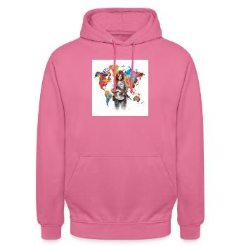 rette die Welt - Unisex Hoodie - Pink - Vorne - Alina (178cm) & Michal (187cm)
