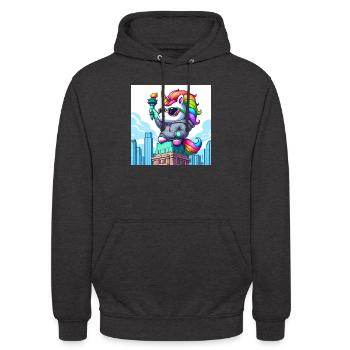 Freihorn statue - Unisex Hoodie - charcoal grey - Front - Alina (178cm) & Michal (187cm)