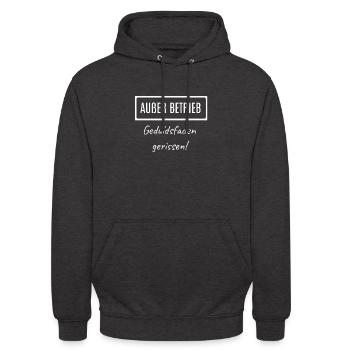 Außer Betrieb Geduldsfaden gerissen! - Unisex Hoodie - Anthrazit - Vorne - Alina (178cm) & Michal (187cm)