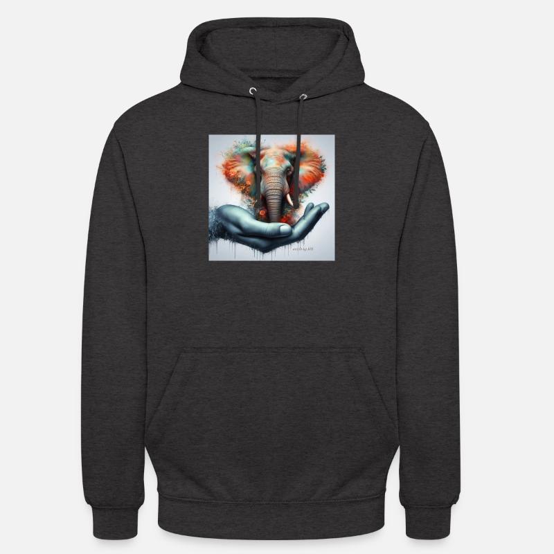 Les éléphants aiment, préservent et protègent. - Sweat-shirt à capuche unisexe - charbon