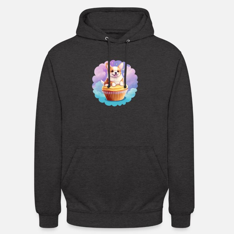Cupcake corgi - Sweat-shirt à capuche unisexe - charbon