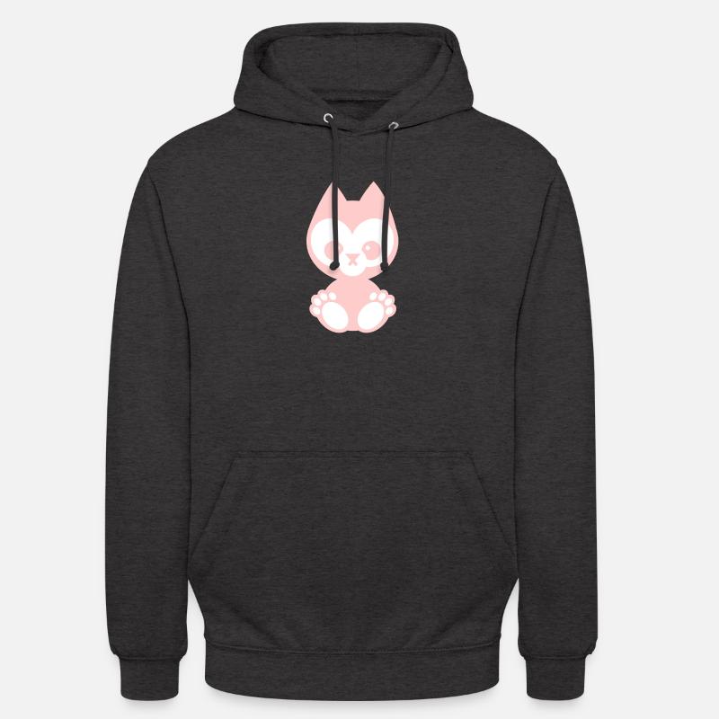 petits animaux - chat rose - Sweat-shirt à capuche unisexe - charbon