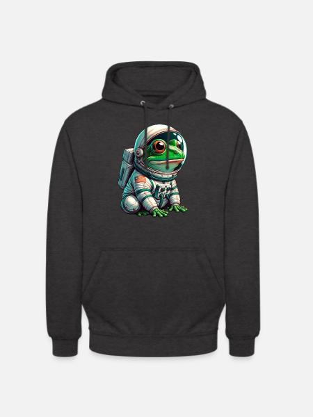 Frog astronaut in space - Unisex Hoodie - charcoal grey