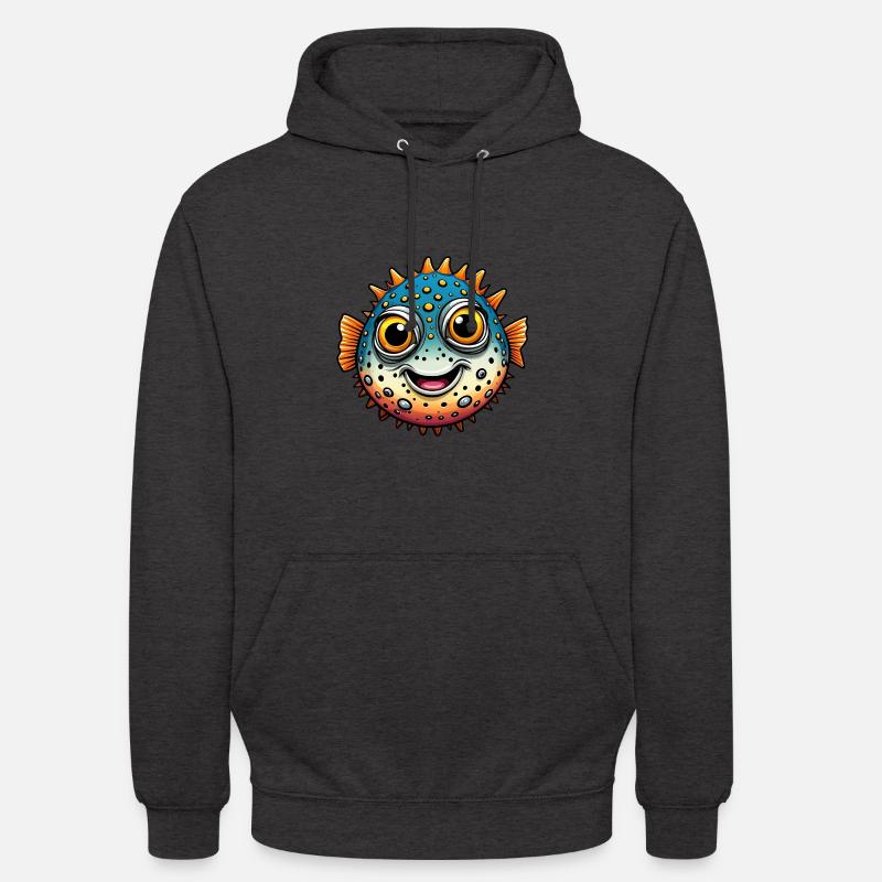 Drôle de poisson-globe rieur - Sweat-shirt à capuche unisexe - charbon