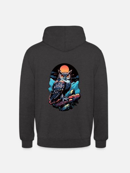 Große Eule Uhu bei Mondlicht - Unisex Hoodie - Anthrazit