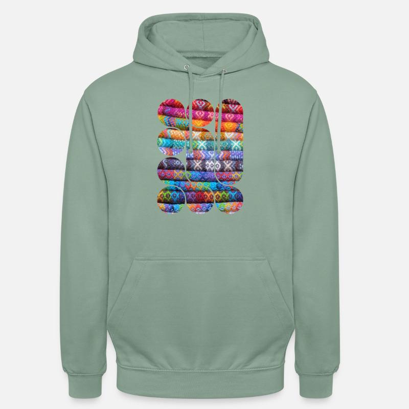 Helles gestricktes Patchwork - Unisex Hoodie - Graugrün