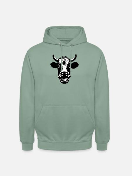 Grinning Cow - Unisex Hoodie - steel green