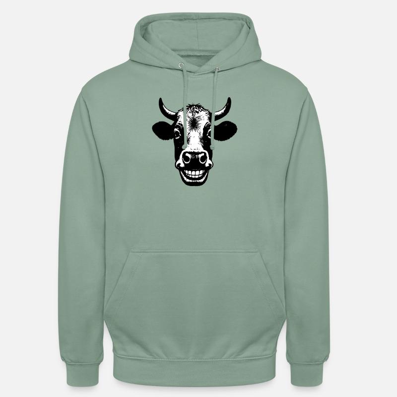 Grinsende Kuh - Unisex Hoodie - Graugrün
