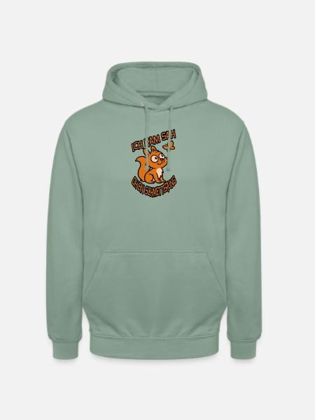 Verträumtes Eichhörnchen mit Spruch - Unisex Hoodie - Graugrün