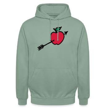 Wilhelm Tell Apfel I love - Unisex Hoodie - Graugrün - Vorne - Alina (178cm) & Michal (187cm)