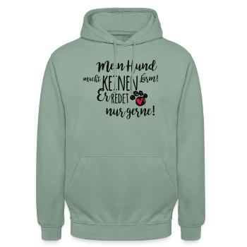 Mein Hund redet... - Unisex Hoodie - Graugrün - Vorne - Alina (178cm) & Michal (187cm)