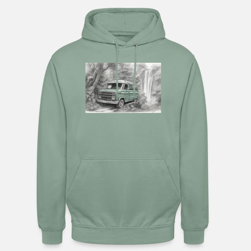 Van dans la jungle - Sweat-shirt à capuche unisexe - vert-de-gris