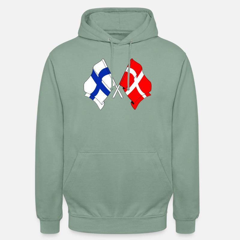 Drapeau Finlande, drapeau Danemark - Sweat-shirt à capuche unisexe - vert-de-gris