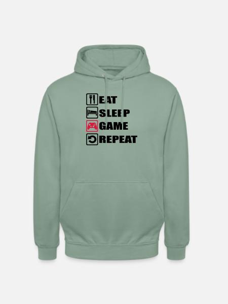 EAT SLEEP GAME REPEAT - Unisex Hoodie - steel green