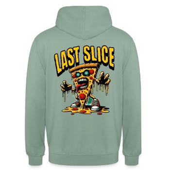 Last Slice - Unisex Hoodie - Graugrün - Hinten - Michal (187cm)