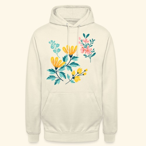 Yellow and Pink FLOWERS - Sudadera con capucha unisex