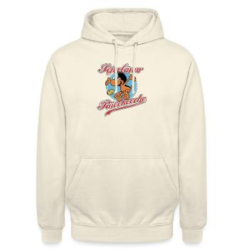 Sejerlännr Dilldappe - Unisex Hoodie - Vanille-Milchshake - Vorne - Alina (178cm) & Michal (187cm)