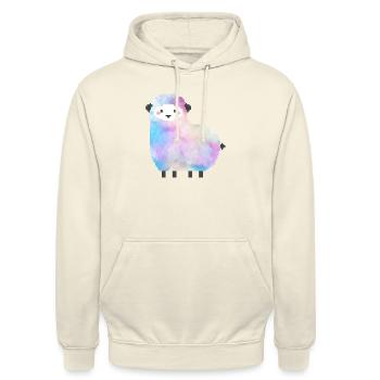 Süßes Schaf Pixelart - Unisex Hoodie - Vanille-Milchshake - Vorne - Alina (178cm) & Michal (187cm)