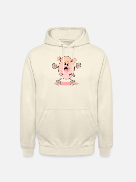 PIGGY - PIGLET ANIMAL ILLUSTRATIONS - SOW - Unisex Hoodie - vanilla
