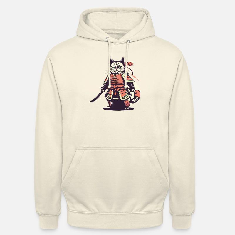Chat samouraï - Sweat-shirt à capuche unisexe - vanille