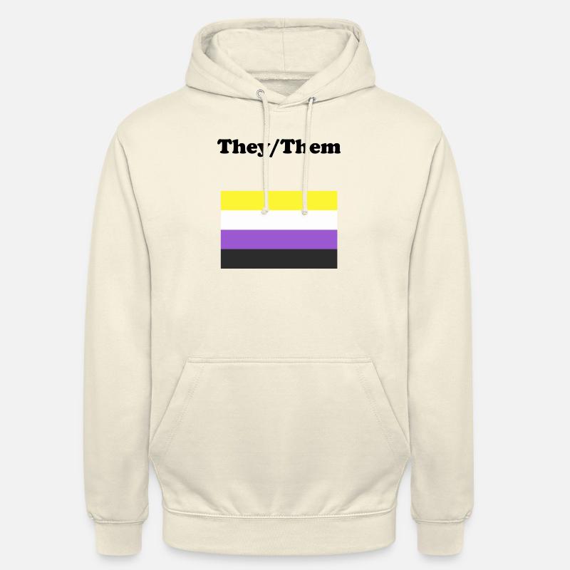 Drapeau non binaire qu’ils eux - Sweat-shirt à capuche unisexe - vanille