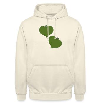 herzanhaenger gruen zwei - Unisex Hoodie - Vanille-Milchshake - Vorne - Alina (178cm) & Michal (187cm)