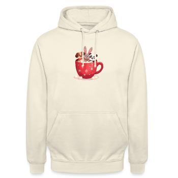 Trio de chocolats chauds – Mignons animaux des Fêtes - Sweat-shirt à capuche unisexe - vanille - Devant - Alina (178cm) & Michal (187cm)