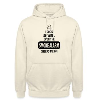 I cook so well even the smoke alarm cheers me on - Unisex Hoodie - Vanille-Milchshake - Vorne - Alina (178cm) & Michal (187cm)