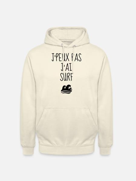 surf / surfeur / surfer / plage - Sweat-shirt à capuche unisexe - vanille