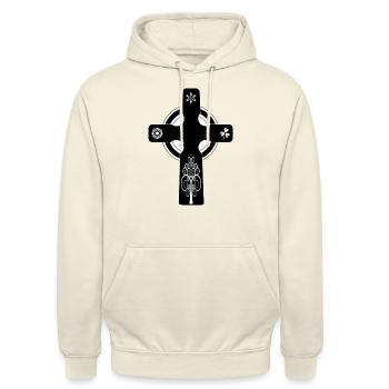 croix celte cadeau - Sweat-shirt à capuche unisexe - vanille - Devant - Alina (178cm) & Michal (187cm)