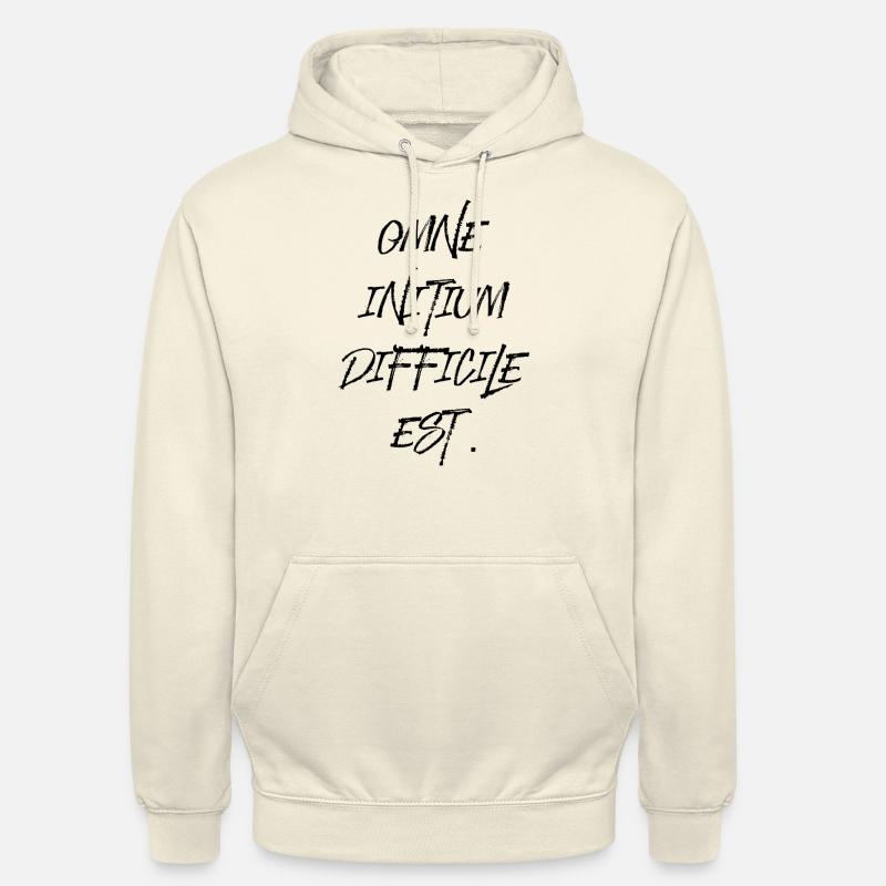 all beginning is difficult Latin quotation scripture - Unisex Hoodie - vanilla