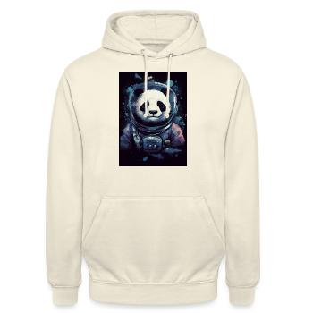 Panda Astronaut Galaxy - Unisex Hoodie - Vanille-Milchshake - Vorne - Alina (178cm) & Michal (187cm)