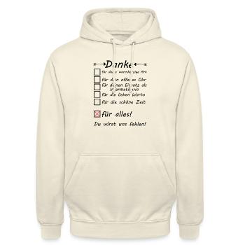 Informatikerin Danke für alles Abschied Ruhestand - Unisex Hoodie - Vanille-Milchshake - Vorne - Alina (178cm) & Michal (187cm)