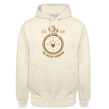Der moralische Kompass regt zum Nachdenken an - Unisex Hoodie - Vanille-Milchshake - Vorne - Alina (178cm) & Michal (187cm)