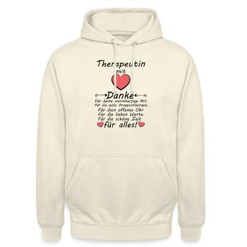 Gruppentherapie Therapeutin Danke zum Abschied - Unisex Hoodie - Vanille-Milchshake - Vorne - Alina (178cm) & Michal (187cm)