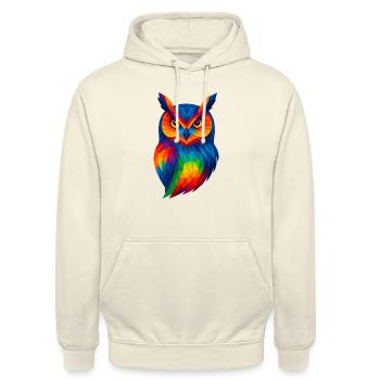 WPAP Stil Tiere - Eule - Unisex Hoodie - Vanille-Milchshake - Vorne - Alina (178cm) & Michal (187cm)