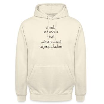 Spruch Wenn du in den Seilen hängst - Unisex Hoodie - Vanille-Milchshake - Vorne - Alina (178cm) & Michal (187cm)