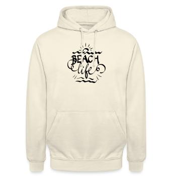 Beach life lettrage cadeau idée cadeau - Sweat-shirt à capuche unisexe - vanille - Devant - Alina (178cm) & Michal (187cm)