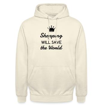 Shopping / Shoppeur / Magasin / Boutique - Sweat-shirt à capuche unisexe - vanille - Devant - Alina (178cm) & Michal (187cm)