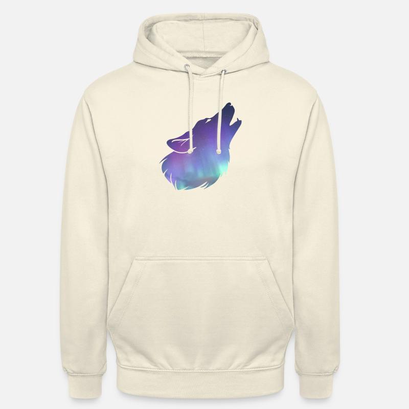 Wolf heeulen mit Nordlicht-Effekt - Unisex Hoodie - Vanille-Milchshake