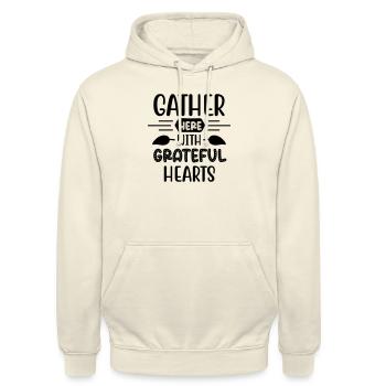 Gather Here With Grateful Hearts - Unisex Hoodie - vanilla - Front - Alina (178cm) & Michal (187cm)