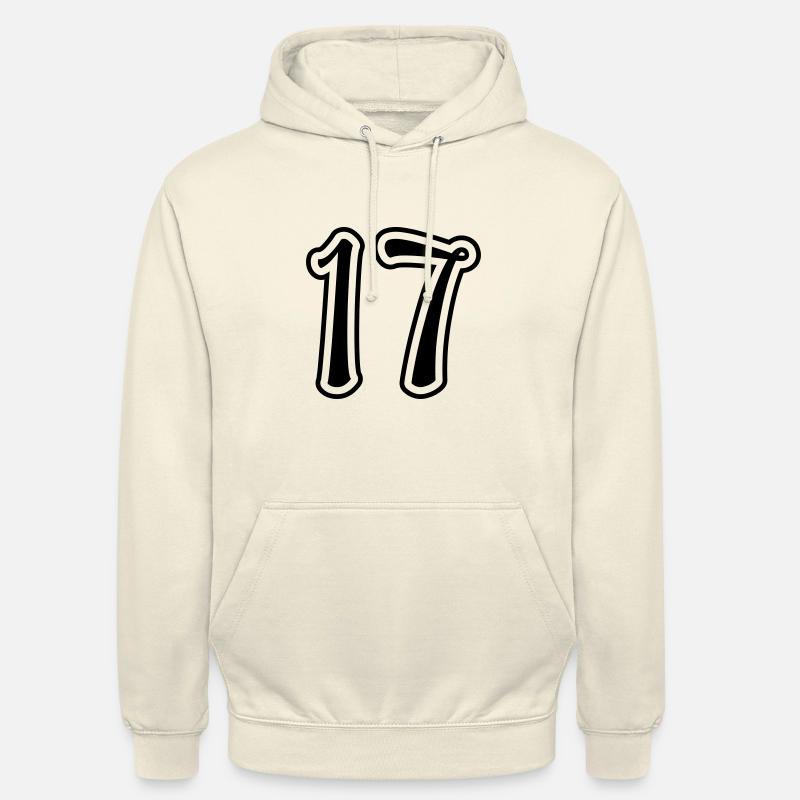 17 Numéro de numéro - Sweat-shirt à capuche unisexe - vanille