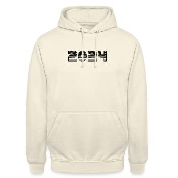 2024 Jahreszahl Datum Zahl Anno Kalenderjahr USA - Unisex Hoodie - Vanille-Milchshake - Vorne - Alina (178cm) & Michal (187cm)