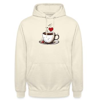 Liebevoller Kaffeegenuss - Unisex Hoodie - Vanille-Milchshake - Vorne - Alina (178cm) & Michal (187cm)