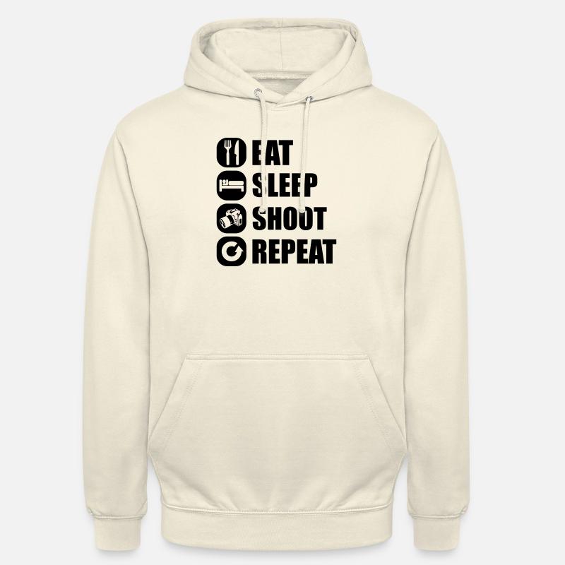 eat_sleep_shoot_repeat_5_1f - Sweat-shirt à capuche unisexe - vanille