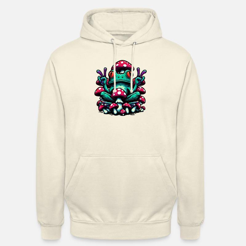 Frog with toadstool - Unisex Hoodie - vanilla