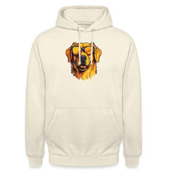 Golden Retriever with Sunglasses - Unisex Hoodie - vanilla - Front - Alina (178cm) & Michal (187cm)