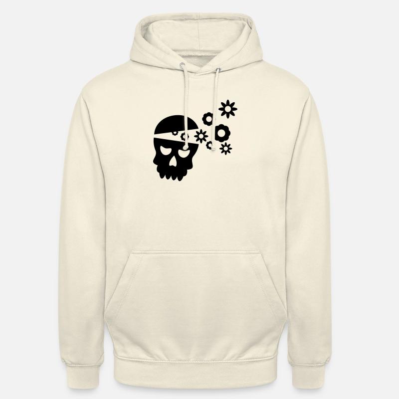 Crâne avec des fleurs - Sweat-shirt à capuche unisexe - vanille