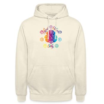 Nur gute Schwingungen - Unisex Hoodie - Vanille-Milchshake - Vorne - Alina (178cm) & Michal (187cm)